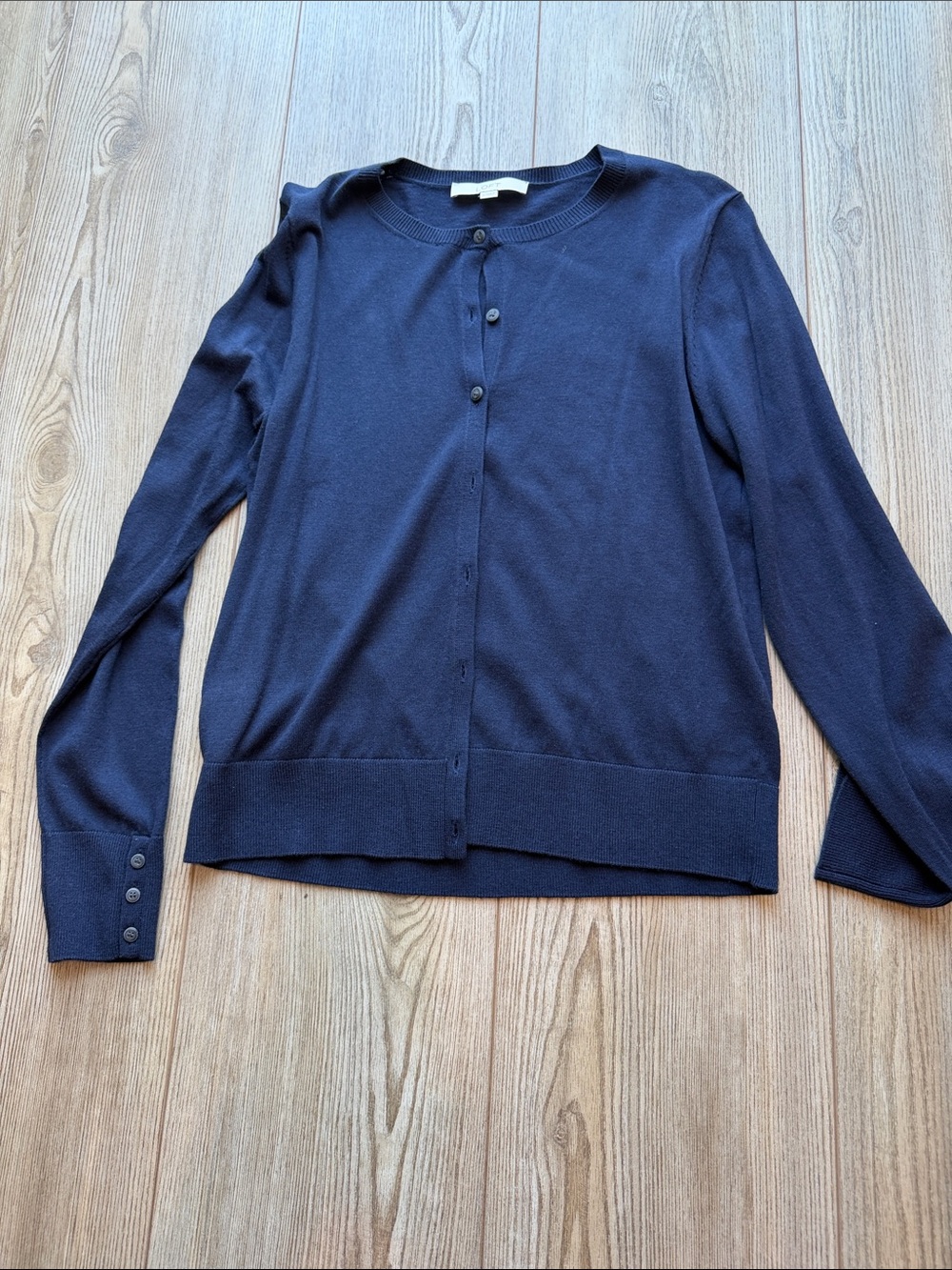 LOFT Navy Button-Front Lightweight Cardigan